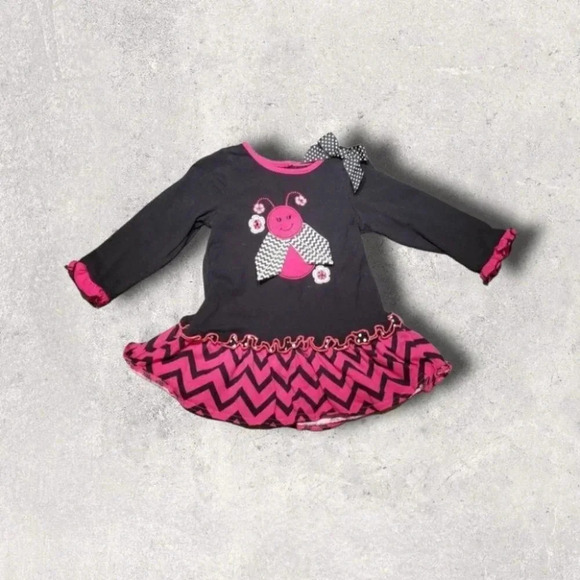 18m, GoodLad, Black and Pink Lady Bug Baby Play Dress - Picture 1 of 11